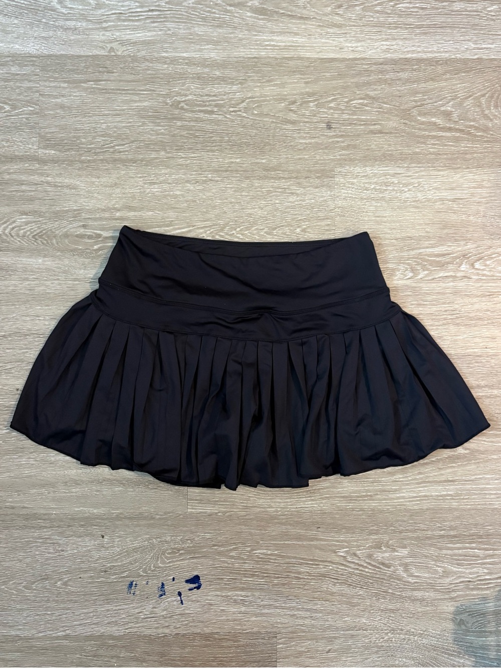 Pleated Black Mini Skirt with Wide Waistband